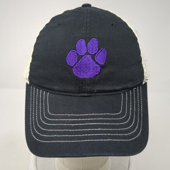 Paw Print Snapback Trucker Hat Black One Size Embroidered Mesh Back - Picture 2 of 9